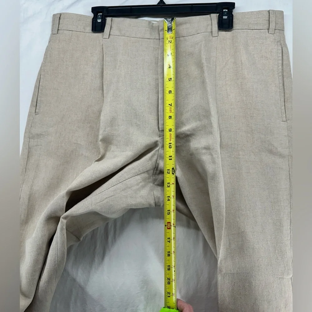 Eddie‎ Bauer Mens Linen Pants 38 Pleated Beige Tan